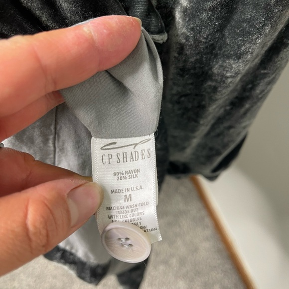 CP Shades Dark Gray Velvour Boho Longline Oversized Duster M Silk Blend Hippie - Picture 6 of 12